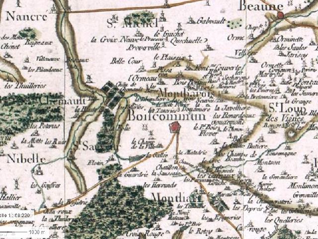 Carte Cassini Boiscommun Loiret Centre Val de Loire